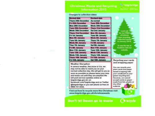 Christmas Waste and Recycling Information 2015 image 1