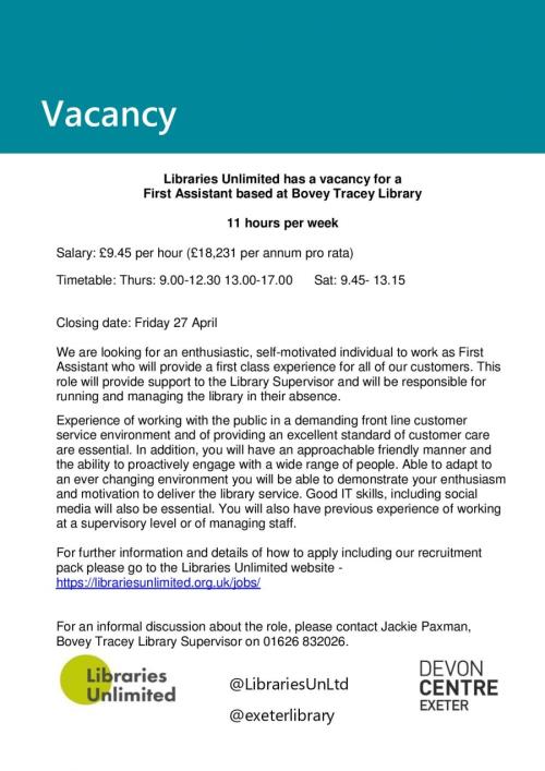 Vacancy - Bovey Tracey Library image 1