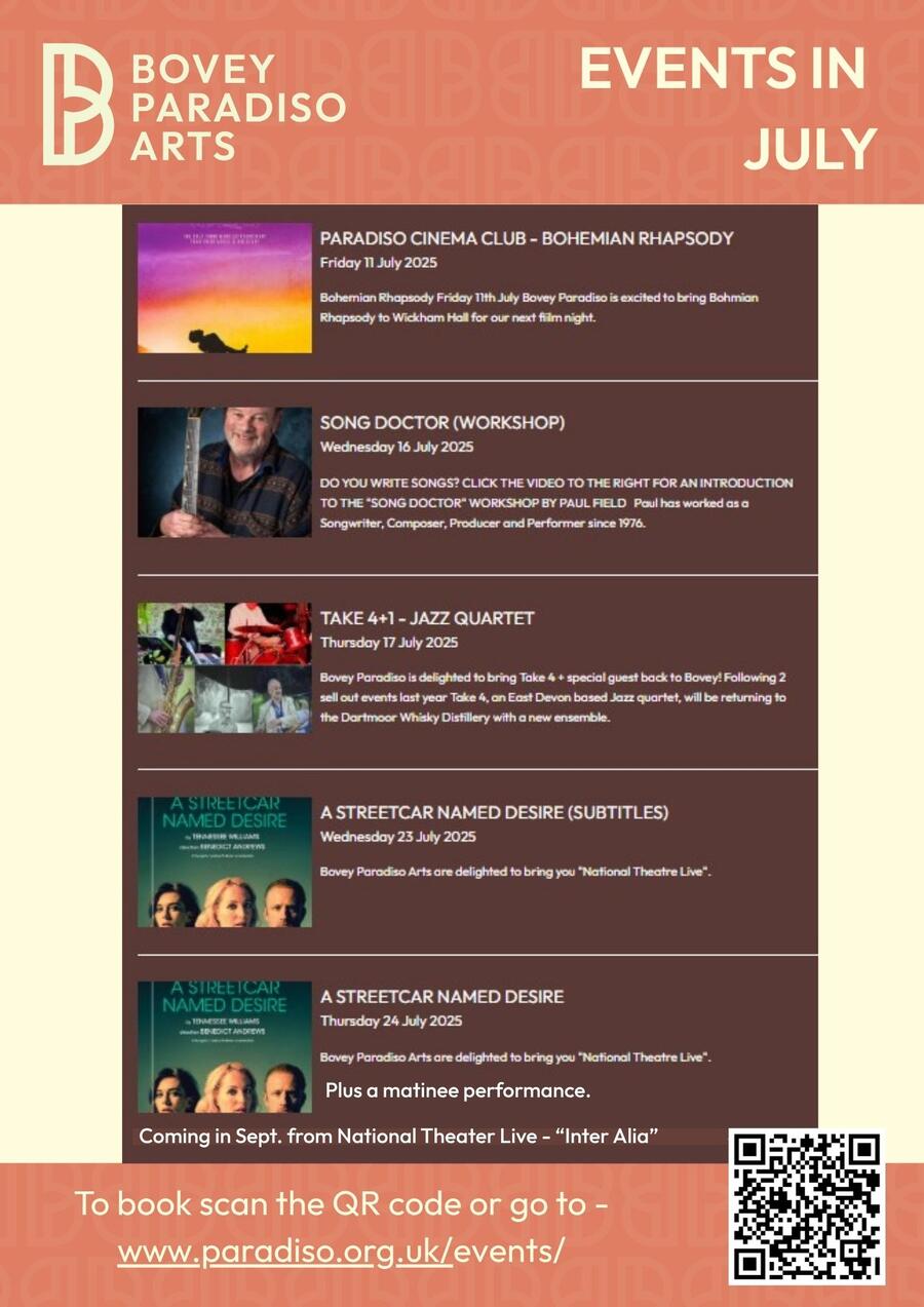 Bovey Paradiso Events this July image 1