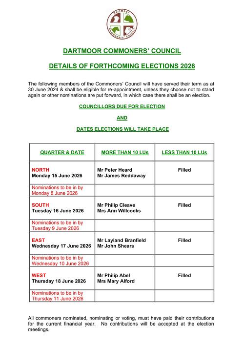 Dartmoor Commoners' Council Election Notice 2026 image 1