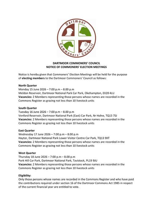 Dartmoor Commoners' Council Election Notice 2026 image 2