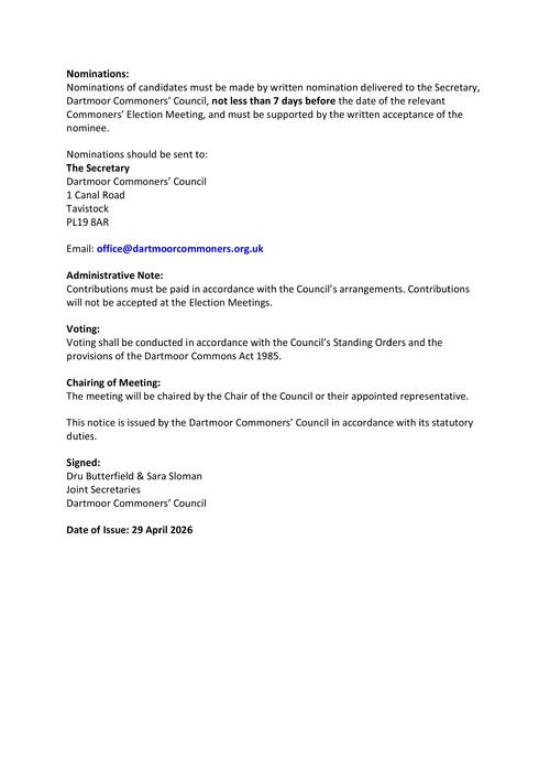 Dartmoor Commoners' Council Election Notice 2026 image 3