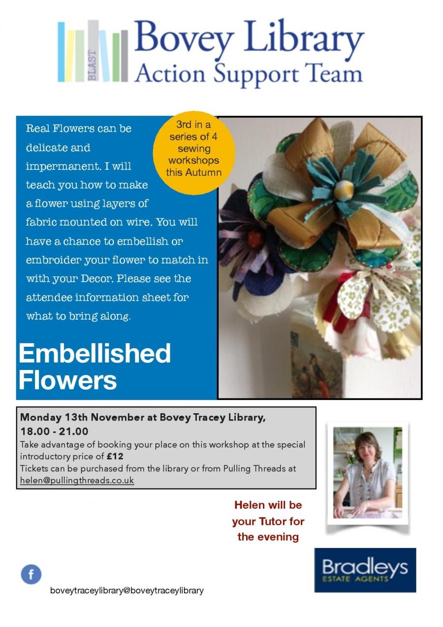 Bovey Tracey Library - Embellished Flowers image 1